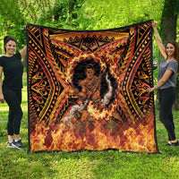Samoa Siva Afi Dance Fireknife Quilt Samoan Tribal Motif Dancing in the Fire