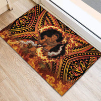 Samoa Siva Afi Dance Fireknife Rubber Doormat Samoan Tribal Motif Dancing in the Fire