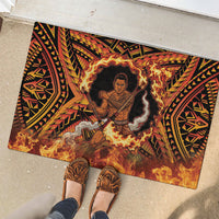 Samoa Siva Afi Dance Fireknife Rubber Doormat Samoan Tribal Motif Dancing in the Fire
