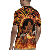 Samoa Siva Afi Dance Fireknife Rugby Jersey Samoan Tribal Motif Dancing in the Fire