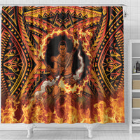 Samoa Siva Afi Dance Fireknife Shower Curtain Samoan Tribal Motif Dancing in the Fire