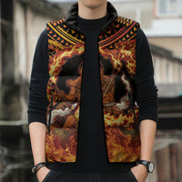 Samoa Siva Afi Dance Fireknife Sleeveless Puffer Jacket Samoan Tribal Motif Dancing in the Fire