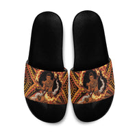 Samoa Siva Afi Dance Fireknife Slide Sandals Samoan Tribal Motif Dancing in the Fire