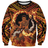 Samoa Siva Afi Dance Fireknife Sweatshirt Samoan Tribal Motif Dancing in the Fire