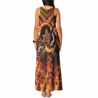 Samoa Siva Afi Dance Fireknife Tank Maxi Dress Samoan Tribal Motif Dancing in the Fire