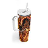Samoa Siva Afi Dance Fireknife Tumbler With Handle Samoan Tribal Motif Dancing in the Fire