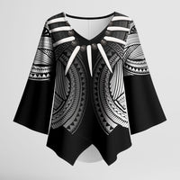 Samoan Ula Nifo Afi Tribal Kimono Sleeve Blouse Polynesian Pattern