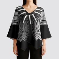 Samoan Ula Nifo Afi Tribal Kimono Sleeve Blouse Polynesian Pattern