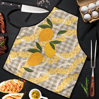 Maku'e Hawaiian Mango Palaka Apron Aloha Hibiscus Pikake Lei