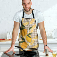 Maku'e Hawaiian Mango Palaka Apron Aloha Hibiscus Pikake Lei