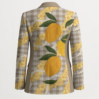 Maku'e Hawaiian Mango Palaka Blazer Aloha Hibiscus Pikake Lei