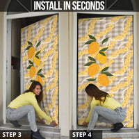 Maku'e Hawaiian Mango Palaka Door Cover Aloha Hibiscus Pikake Lei