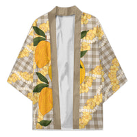 Maku'e Hawaiian Mango Palaka Kimono Aloha Hibiscus Pikake Lei