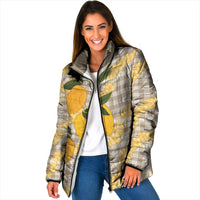 Maku'e Hawaiian Mango Palaka Padded Jacket Aloha Hibiscus Pikake Lei