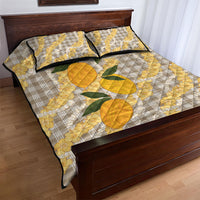 Maku'e Hawaiian Mango Palaka Quilt Bed Set Aloha Hibiscus Pikake Lei
