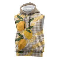 Maku'e Hawaiian Mango Palaka Sleeveless Hoodie Aloha Hibiscus Pikake Lei