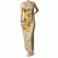 Maku'e Hawaiian Mango Palaka Tank Maxi Dress Aloha Hibiscus Pikake Lei