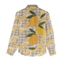 Maku'e Hawaiian Mango Palaka Women Casual Shirt Aloha Hibiscus Pikake Lei
