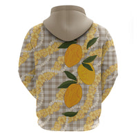 Maku'e Hawaiian Mango Palaka Zip Hoodie Aloha Hibiscus Pikake Lei
