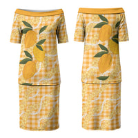 Alani Hawaiian Mango Palaka Couples Matching Puletasi and Long Sleeve Button Shirt Aloha Hibiscus Pikake Lei