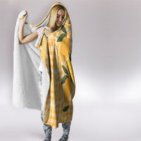 Alani Hawaiian Mango Palaka Hooded Blanket Aloha Hibiscus Pikake Lei
