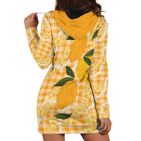 Alani Hawaiian Mango Palaka Hoodie Dress Aloha Hibiscus Pikake Lei