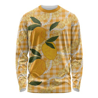 Alani Hawaiian Mango Palaka Long Sleeve Shirt Aloha Hibiscus Pikake Lei