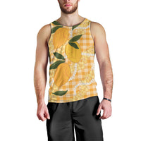 Alani Hawaiian Mango Palaka Men Tank Top Aloha Hibiscus Pikake Lei