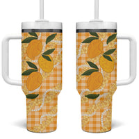 Alani Hawaiian Mango Palaka Tumbler With Handle Aloha Hibiscus Pikake Lei