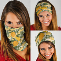 Uliuli Ahiahia Hawaiian Mango Palaka Neck Gaiter Aloha Hibiscus Pikake Lei