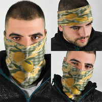 Uliuli Ahiahia Hawaiian Mango Palaka Neck Gaiter Aloha Hibiscus Pikake Lei