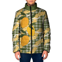 Uliuli Ahiahia Hawaiian Mango Palaka Padded Jacket Aloha Hibiscus Pikake Lei
