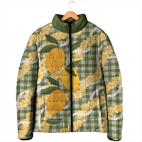 Uliuli Ahiahia Hawaiian Mango Palaka Padded Jacket Aloha Hibiscus Pikake Lei