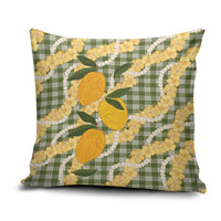 Uliuli Ahiahia Hawaiian Mango Palaka Pillow Cover Aloha Hibiscus Pikake Lei