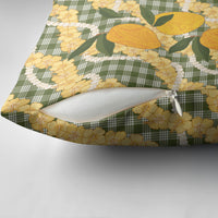 Uliuli Ahiahia Hawaiian Mango Palaka Pillow Cover Aloha Hibiscus Pikake Lei