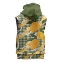 Uliuli Ahiahia Hawaiian Mango Palaka Sleeveless Zip Hoodie Aloha Hibiscus Pikake Lei