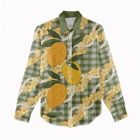 Uliuli Ahiahia Hawaiian Mango Palaka Women Casual Shirt Aloha Hibiscus Pikake Lei