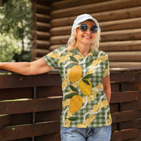 Uliuli Ahiahia Hawaiian Mango Palaka Women Polo Shirt Aloha Hibiscus Pikake Lei