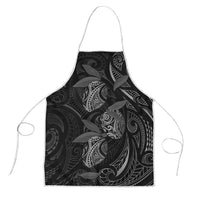 Hawaiian Mango Tribal Tattoo Apron Black White Pacific Traditional Pattern