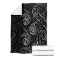 Hawaiian Mango Tribal Tattoo Blanket Black White Pacific Traditional Pattern