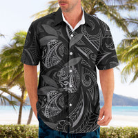 Hawaiian Mango Tribal Tattoo Hawaiian Shirt Black White Pacific Traditional Pattern
