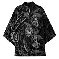 Hawaiian Mango Tribal Tattoo Kimono Black White Pacific Traditional Pattern