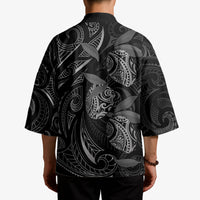 Hawaiian Mango Tribal Tattoo Kimono Black White Pacific Traditional Pattern