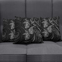 Hawaiian Mango Tribal Tattoo Pillow Cover Black White Pacific Traditional Pattern