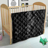 Hawaiian Mango Tribal Tattoo Quilt Black White Pacific Traditional Pattern
