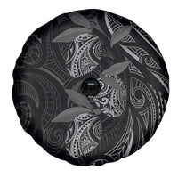 Hawaiian Mango Tribal Tattoo Spare Tire Cover Black White Pacific Traditional Pattern