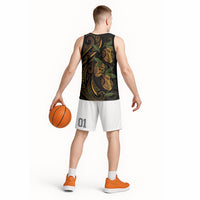 Hawaiian Mango Tribal Tattoo Basketball Jersey Gold Pacific Traditional Pattern