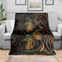 Hawaiian Mango Tribal Tattoo Blanket Gold Pacific Traditional Pattern