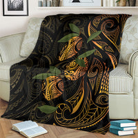 Hawaiian Mango Tribal Tattoo Blanket Gold Pacific Traditional Pattern