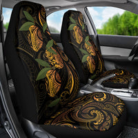 Hawaiian Mango Tribal Tattoo Car Seat Cover Gold Pacific Traditional Pattern